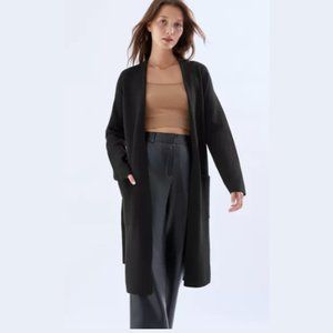 BABATON / S / Women's Ty Open Front Double-Knit Long Duster Cardigan Black